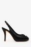 Pre-Loved Chanel™ Black Lambskin Cap Toe CC Slingback Pumps Size 36.5