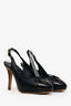 Pre-Loved Chanel™ Black Lambskin Cap Toe CC Slingback Pumps Size 36.5