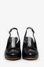 Pre-Loved Chanel™ Black Lambskin Cap Toe CC Slingback Pumps Size 36.5