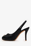 Pre-Loved Chanel™ Black Lambskin Cap Toe CC Slingback Pumps Size 36.5