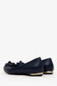 Pre-Loved Chanel™ Navy Leather CC Camellia Ballet Flats Size 37.5
