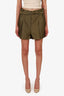3.1 Phillip Lim Green Satin Belted High Waisted Origami Shorts Size 8