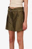 3.1 Phillip Lim Green Satin Belted High Waisted Origami Shorts Size 8