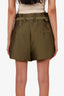 3.1 Phillip Lim Green Satin Belted High Waisted Origami Shorts Size 8