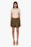 3.1 Phillip Lim Green Satin Belted High Waisted Origami Shorts Size 8