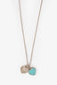 Tiffany & Co. Sterling Silver Blue Double Heart Pendant Necklace