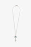 Tiffany & Co. Platinum Diamond 'Fleur de Lis' Turquoise Key Pendant With 18K White Gold Necklace