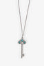 Tiffany & Co. Platinum Diamond 'Fleur de Lis' Turquoise Key Pendant With 18K White Gold Necklace
