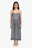 Isabel Marant Etoile Blue Patterned Silk Strappy Midi Dress Size 34