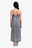 Isabel Marant Etoile Blue Patterned Silk Strappy Midi Dress Size 34