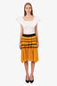 Jean Paul Gaultier Black/Yellow Mesh Wave Midi Skirt Size M