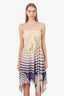 Jean Paul Gaultier Beige/Purple Mesh Striped Strapless Mini Dress Size XS