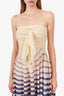 Jean Paul Gaultier Beige/Purple Mesh Striped Strapless Mini Dress Size XS