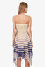 Jean Paul Gaultier Beige/Purple Mesh Striped Strapless Mini Dress Size XS