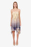 Jean Paul Gaultier Beige/Purple Mesh Striped Strapless Mini Dress Size XS