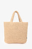 Prada Beige Raffia Logo-Embroidered Crochet Small Tote Bag