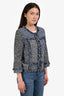 St. John Black/Blue Tweed Fringe Zip Up Jacket Size 4