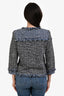 St. John Black/Blue Tweed Fringe Zip Up Jacket Size 4