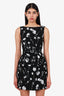 Oscar de la Renta Black/White Floral Print Belted Sleeveless Mini Dress Size 2