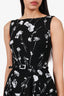 Oscar de la Renta Black/White Floral Print Belted Sleeveless Mini Dress Size 2