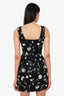 Oscar de la Renta Black/White Floral Print Belted Sleeveless Mini Dress Size 2