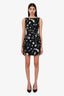 Oscar de la Renta Black/White Floral Print Belted Sleeveless Mini Dress Size 2