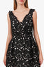 Oscar de la Renta Black Floral Crochet Belted Sleeveless Midi Dress Size 4