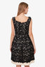 Oscar de la Renta Black Floral Crochet Belted Sleeveless Midi Dress Size 4