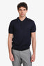 Lanvin Navy Silk Short Sleeve Polo Shirt Size L Mens