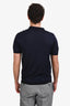 Lanvin Navy Silk Short Sleeve Polo Shirt Size L Mens