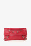 Balenciaga Red Leather Lambskin Motocross Giant 12 Envelope Clutch