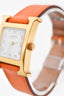 Hermès 2014 Orange/Stainless Steel Gold Tone 'Heure H' Mini Model Watch 21mm