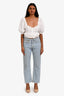 R13 Blue Check Denim Straight Leg Jeans Size 23