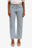 R13 Blue Check Denim Straight Leg Jeans Size 23