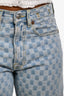 R13 Blue Check Denim Straight Leg Jeans Size 23
