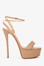 Christian Louboutin Cream Leather Platform Heel 140 Size 36.5