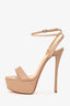 Christian Louboutin Cream Leather Platform Heel 140 Size 36.5