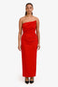 NBD Red Strapless Midi Dress with Side Slit Size M