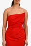NBD Red Strapless Midi Dress with Side Slit Size M
