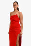 NBD Red Strapless Midi Dress with Side Slit Size M