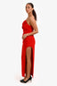 NBD Red Strapless Midi Dress with Side Slit Size M