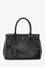 Prada Black/White Saffiano Small Double Zip Galleria Tote With Strap