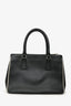 Prada Black/White Saffiano Small Double Zip Galleria Tote With Strap