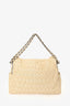 Pre-Loved Chanel™ 2008-2009 Cream Perforated Pleated Leather Chain Shoulder Bag