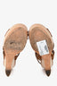 Louis Vuitton Brown Perforated Leather Wooden Wedges Size 41