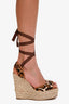 Dolce & Gabbana Leopard Pony Hair Raffia Wedges Size 40