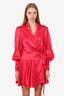 Zimmermann Pink Silk Ruched Wrap Mini Dress Size 1