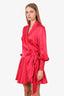 Zimmermann Pink Silk Ruched Wrap Mini Dress Size 1