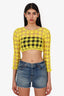 Anna Kosturova Yellow Crochet Bella Crop Top Size M