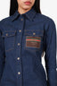 Gucci Dark Blue Denim 'Rinsed' Logo Patch Button Up Shirt Size 38